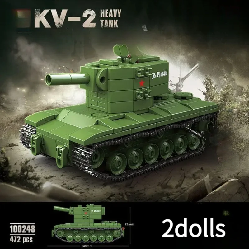 

KV-2 Heavy Tank Building Blocks, Intellectual Assembled Armored Vehicle Model, Fine Craft Ornament for Home Display and Gift