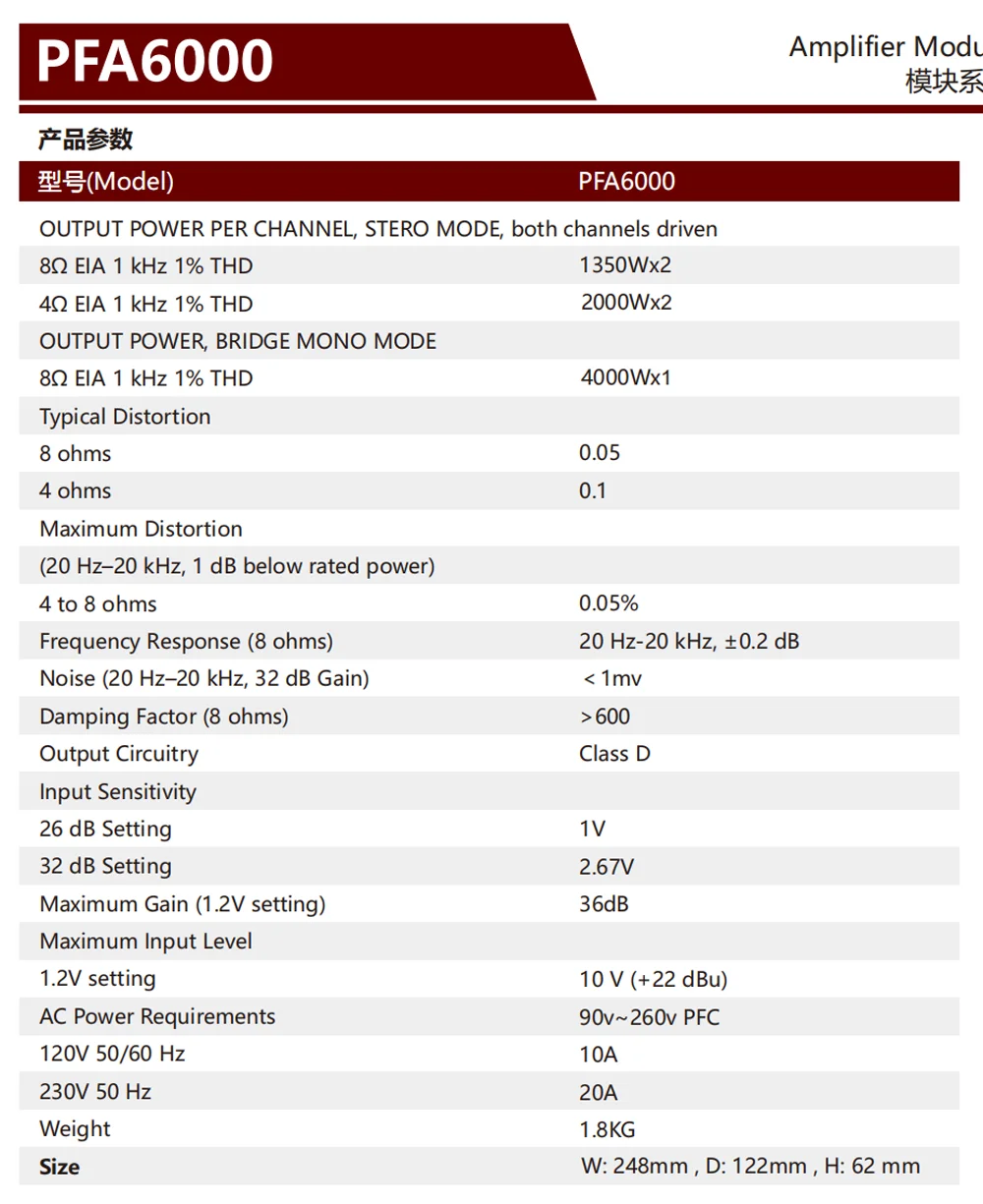 ShennDare PFA6000 DJ ซับวูฟเฟอร์ระดับมืออาชีพ บอร์ดขยายเสียงลำโพงไลน์อาร์เรย์ 2x1350W 8 โอห์ม บอร์ดขยายเสียงลำโพงพรีแอมป์ 2x2000W 4 โอห์ม เครื่องขยายเสียง