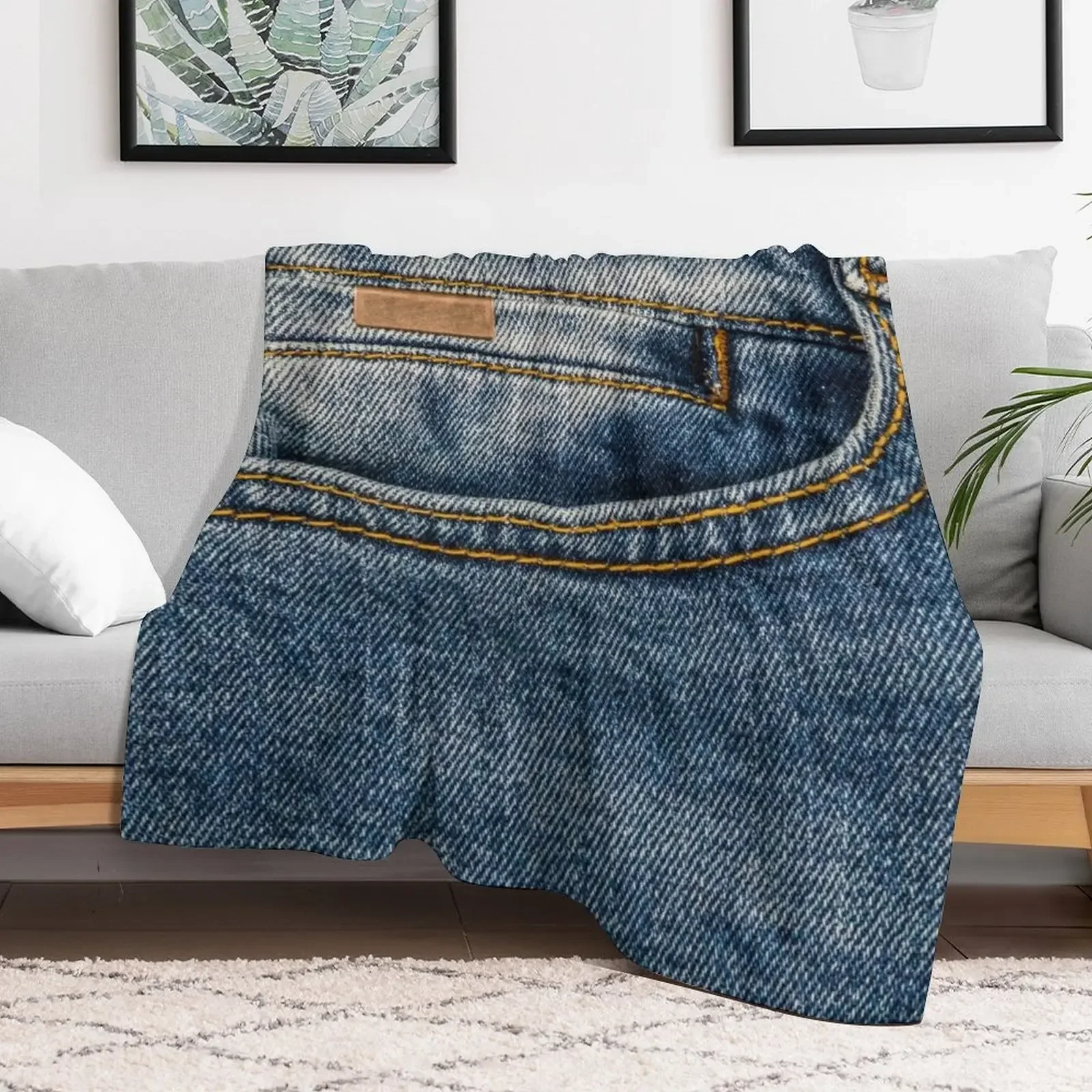 Front pocket I love bluejeans denim Throw Blanket Bed Thin Blankets