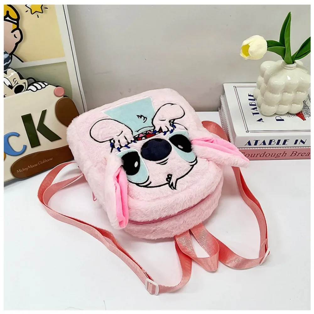 Bolso de piel de felpa de Stitch para niños, mochila de muñeca de jardín de infantes, dibujos animados, lindo, ultraligero, cómodo, elegante,