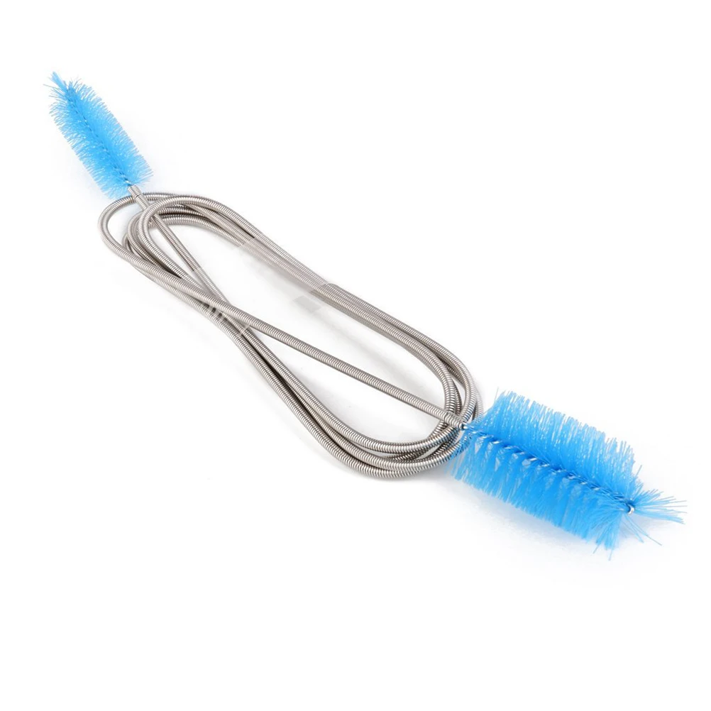 

Double Ended Flexible Aquarium Water Cleaning Brush 61 Inch 0.5-1 Inch Diameter For bent tubes U-Shaped Tubes Sky Blue Silver