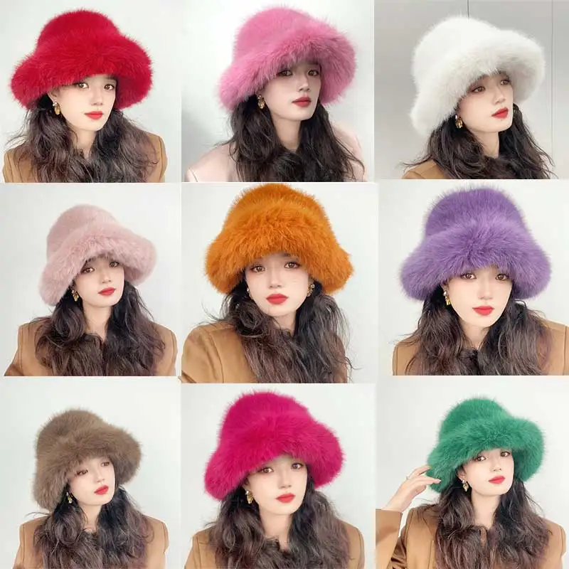 

Шляпа-ведро из искусственного меха Y2K, осенние и зимние женские шапки, плюшевая теплая шапка с принтом коровы, праздничная панама, chapeau femme