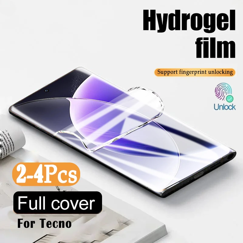 

2-4pcs Silicone Hydrogel Soft Film for Tecno Camon 30S 20 19 Spark 20 Pro Plus Screen Protector Pova 6 Neo 5 4 Film Not Glass