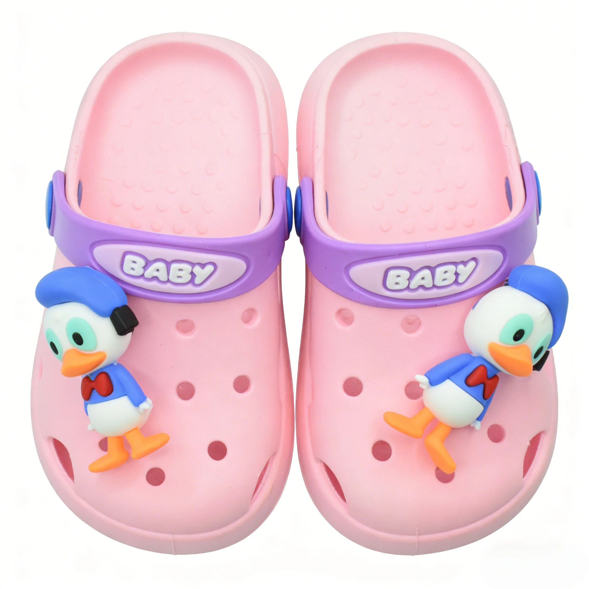 Disney Kids'Slippers Donald Duck PVC Summer Flat Shoes For Children Anti-slip Breathable Home Slipper Blue Pink Size 20-33 3699