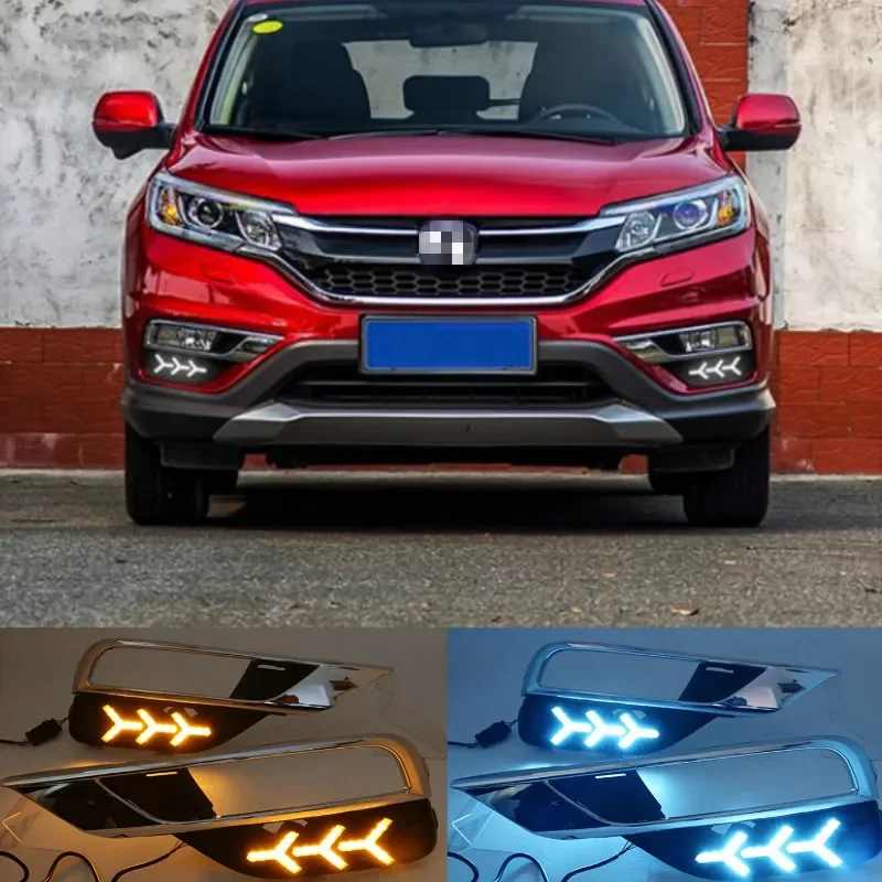 2pcs For Honda CRV CR-V 2015 2016 DRL Daytime Running Light DRL with Turn signal fog lamp Relay Daylight car style