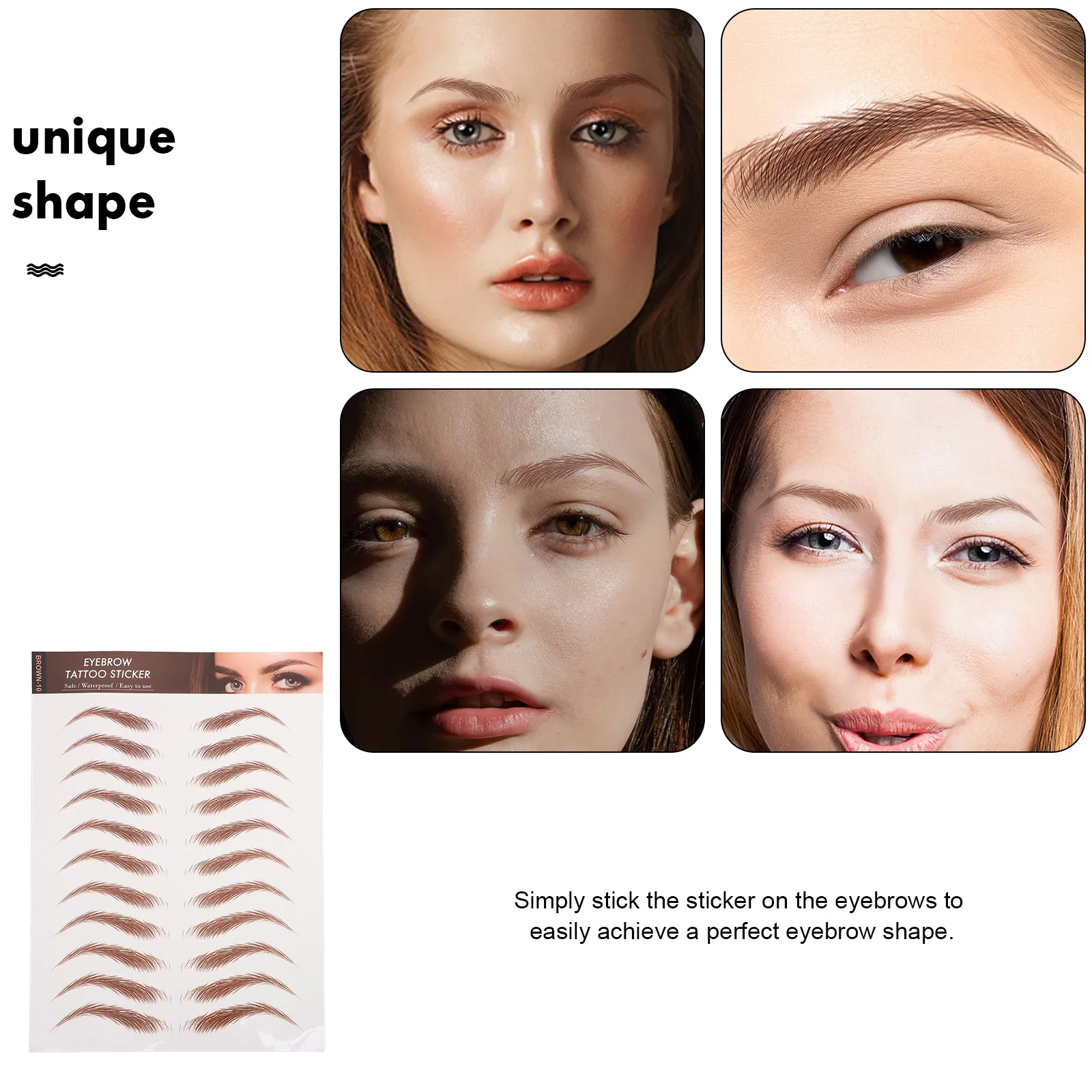 

12Sheets WaterproofEyebrowStickers FakeEyebrows LiquidInvisiblePaperMakeup Brown6D EyebrowTattooStickers LongLasting
