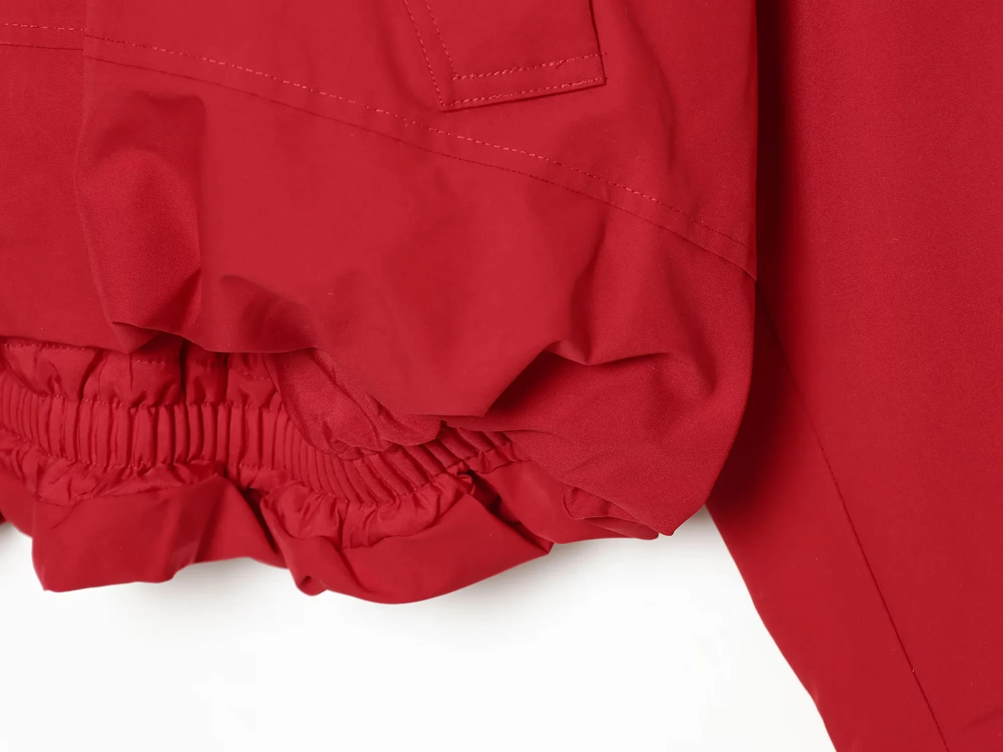 KONDALA Streetwear Lässige Schicke Rote Damenjacke mit Stehkragen, Langen Ärmeln und Kapuze, Mode 2026 Herbst-Winter-Jacke – Detail 9