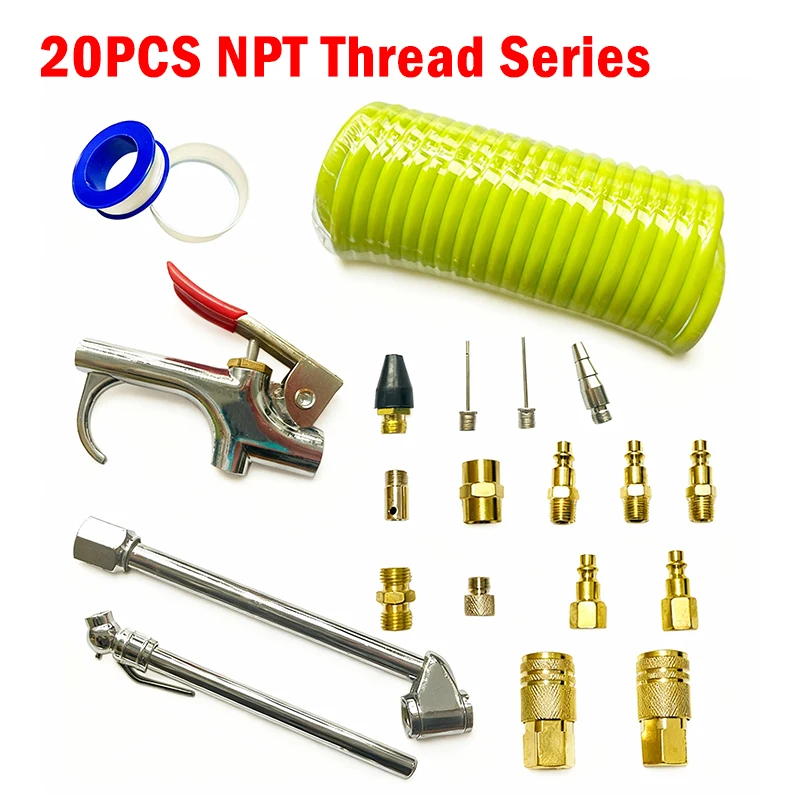 Clean Multi-Purpose Dust Blows Hose Set NPT Fittings Quick Connector Set Copper Plated Set Connector