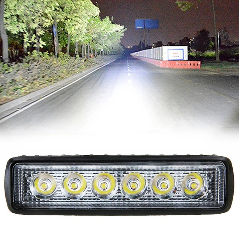 New 1PC 12V 18W 6000K Bright Work Light Car LED Light Bar IP67 Waterproof Flood Spot White Off Road Head Light Driving Lamp