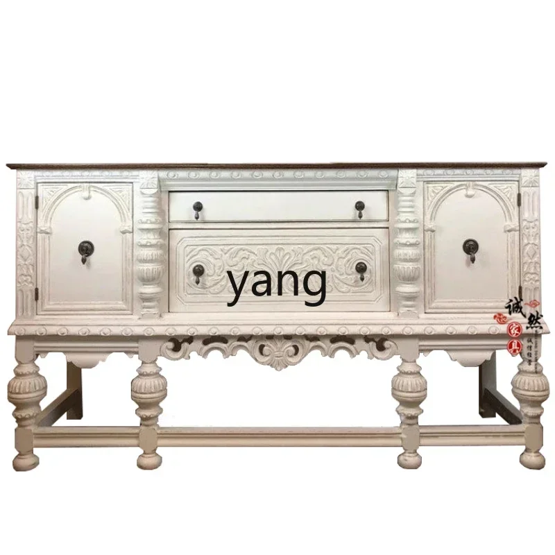 

Левый настенный декоративный шкаф для гостиной, шкафчик в стиле ретро, резной обеденный шкаф из цельного дерева