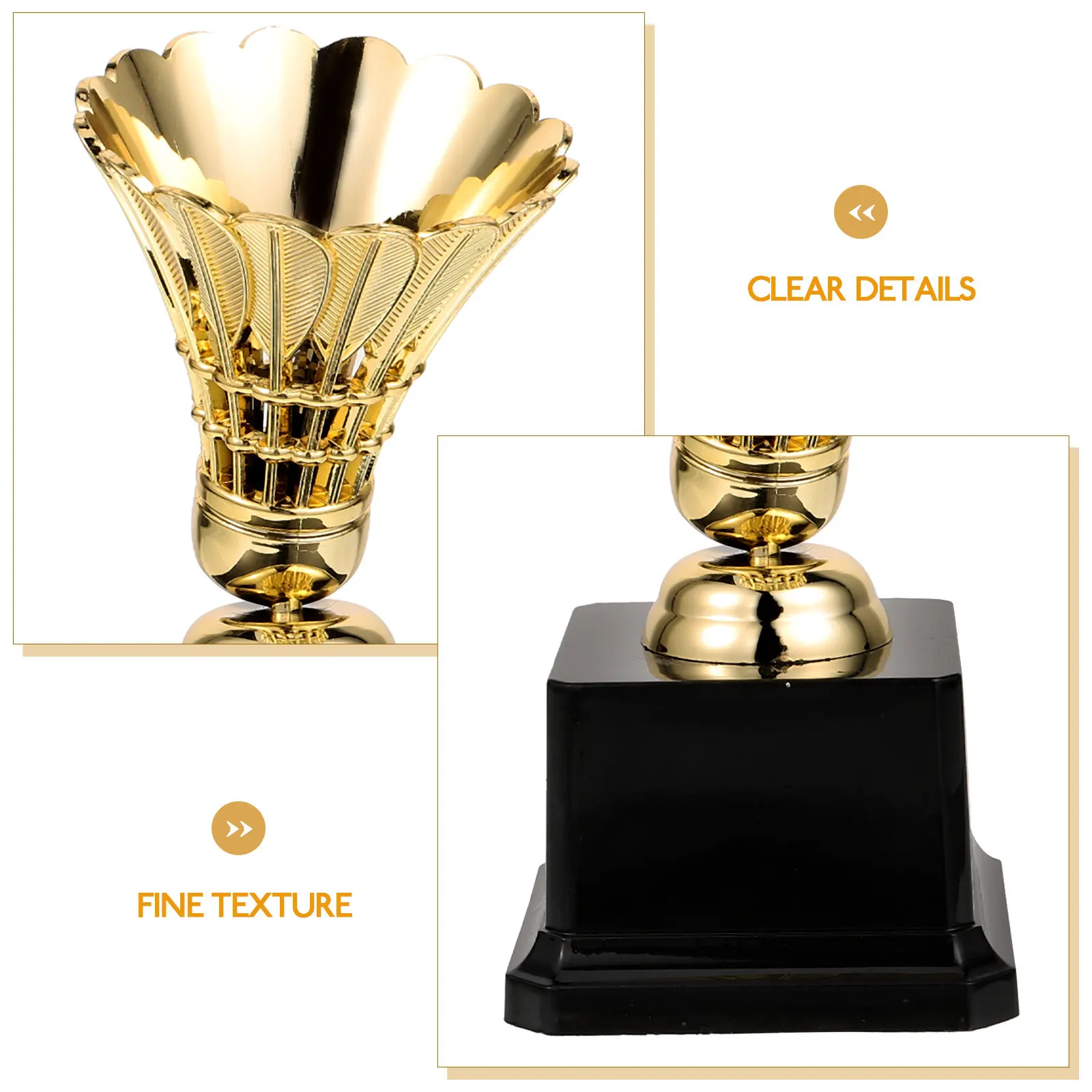 Golden Badminton Playing Shape Trophy Award Decor for Competition Parties Sports Events Exquisite Champion Trophy Decor