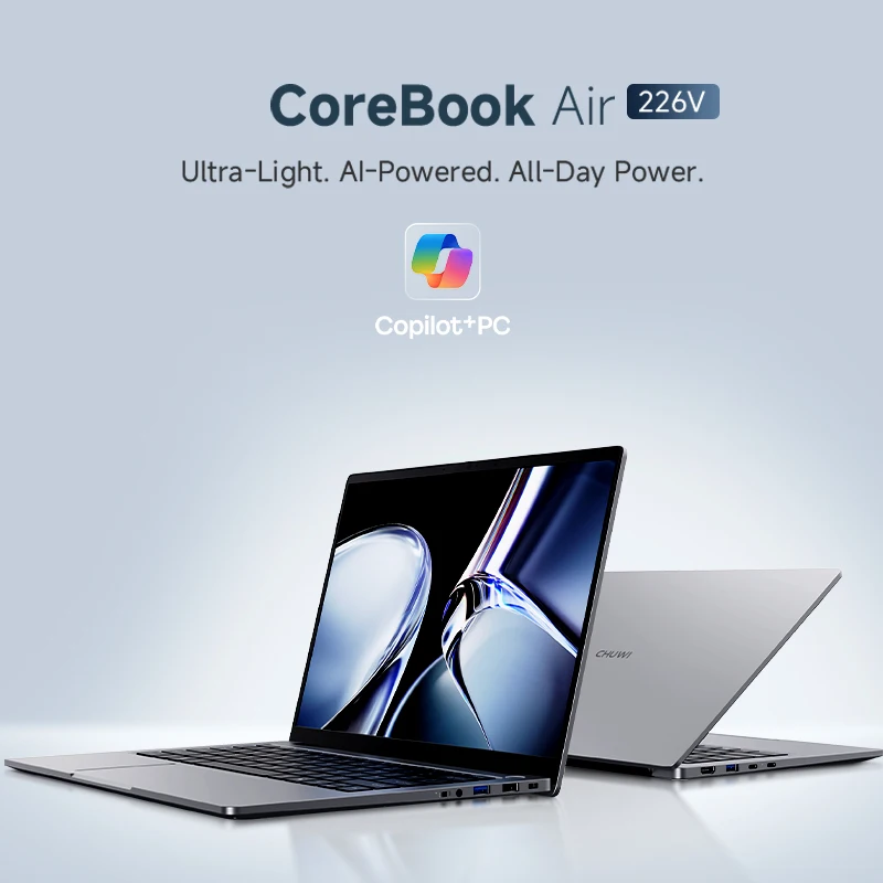 Portátil CoreBook Air de 14 Pulgadas Ultraligero, Intel Core Ultra 5 226V (8 Núcleos, 8 Subprocesos, hasta 4.5GHz), Windows 11 Pro Preinstalado, 16GB de RAM LPDDR5X, SSD PCIe de 512GB, Pantalla 2.8K 90Hz, Intel AI Boost NPU, Batería de 55Wh, Expansión de Pantalla Dual