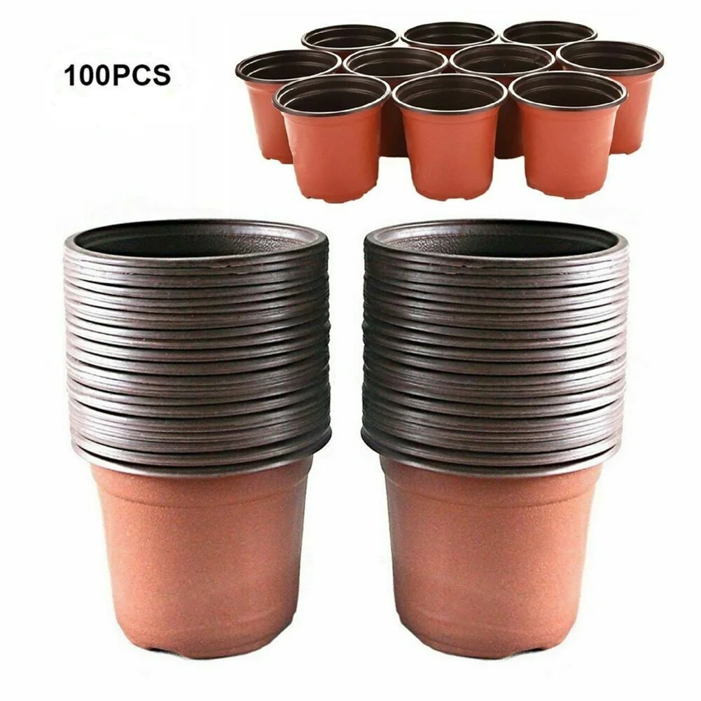 100pcs Plastic Plants Nursery Pot, 3.5in Grow Box Fall Resistant Tray for Home Garden Plant Pot Nursery Flower Pots