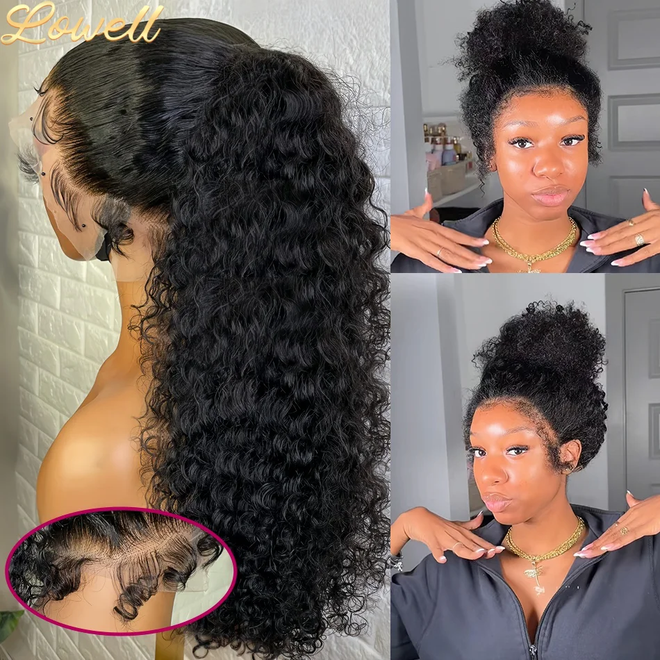 Pelucas rizadas de encaje completo 360 cabello humano 100% 13x4 13x6 hd peluca Frontal de onda de agua de encaje 4x4 5x5 pelucas con cierre de encaje 200 de densidad