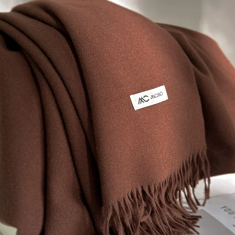 

2025 New Winter Scarf For Women Long Warm Cashmere Scarves Hijab Solid Lady Shawl Wrap Female Pashmina Bandana Head Scarfs