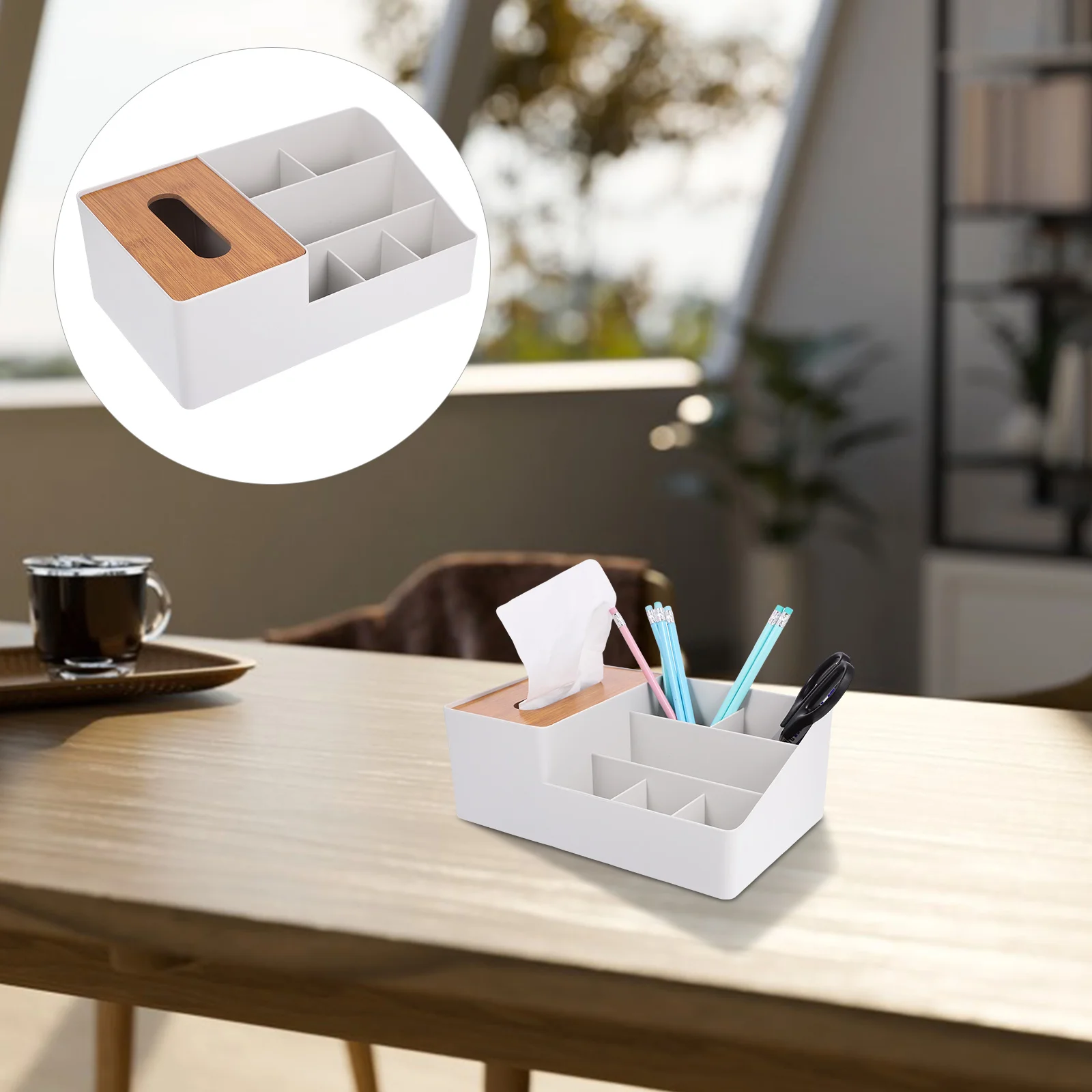 

Bamboo Wood Storage Box Tissue Remote Controller Holder Multipurpose PP Material Desktop ganizer Large Capacity Bedroom