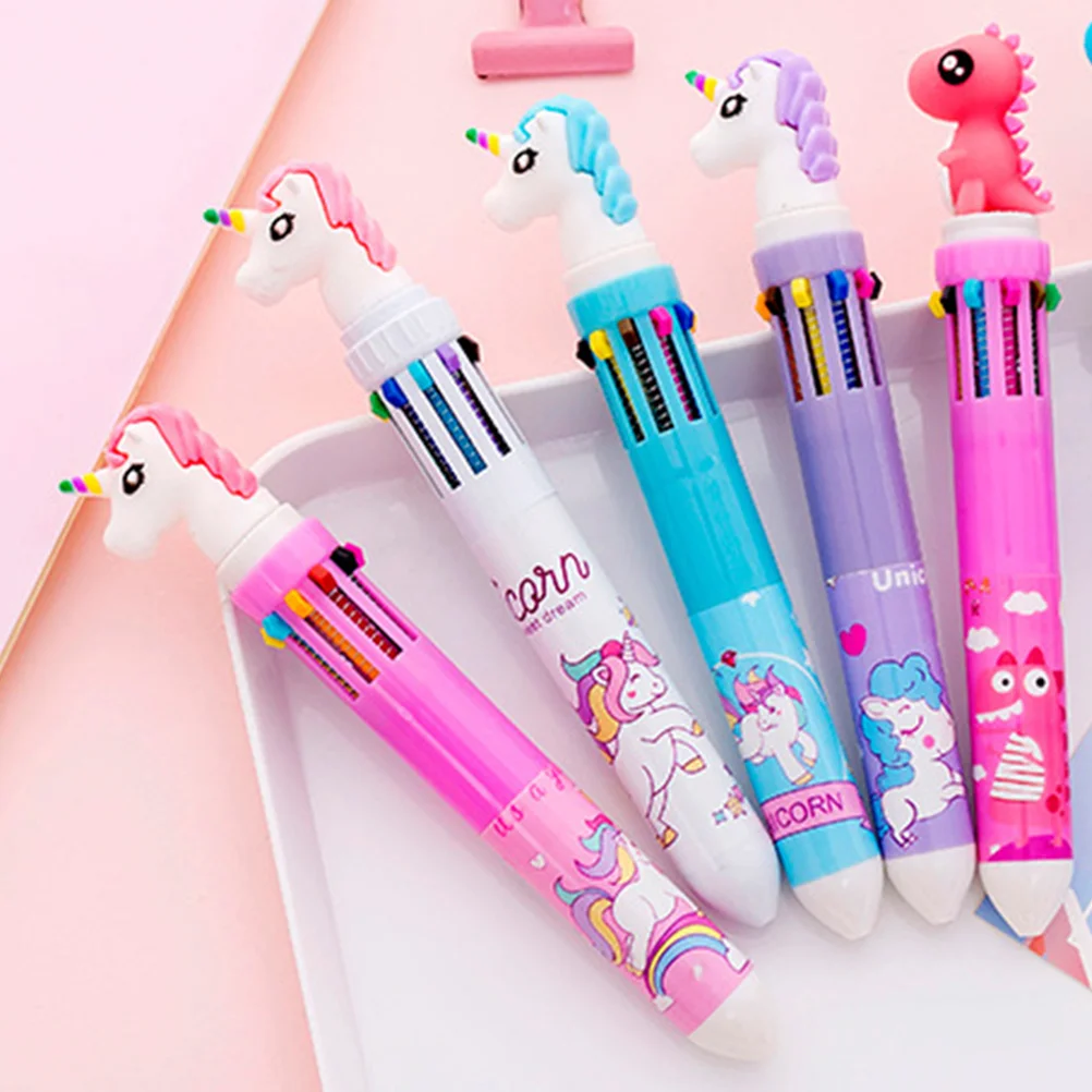 

4 Pcs Colored Ballpoint Pen Student Supplies Portable Writing Kawaii Design ABS Material Wear resistant Drawing Pens