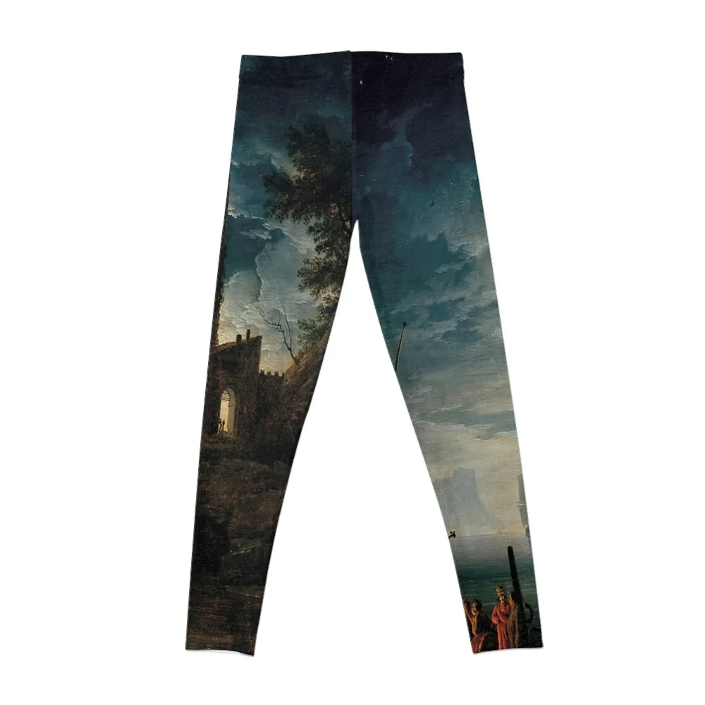 Nuit , Scène de c?te méditerranéenne avec des pêcheurs et des bateaux-Claude-Joseph Vernet Leggings