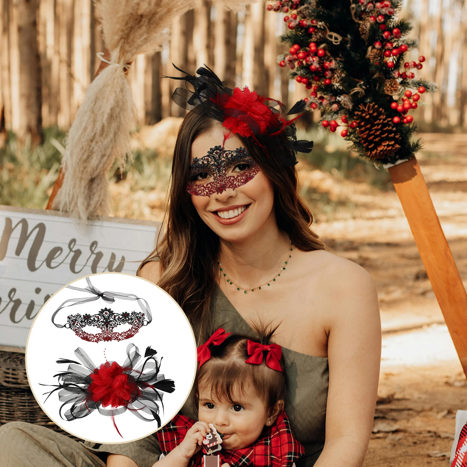 

Venetian Masquerade Half Face Mask Women Elegant Colorful Plume Hairpin Halloween Party Carnival Costume Face Mask