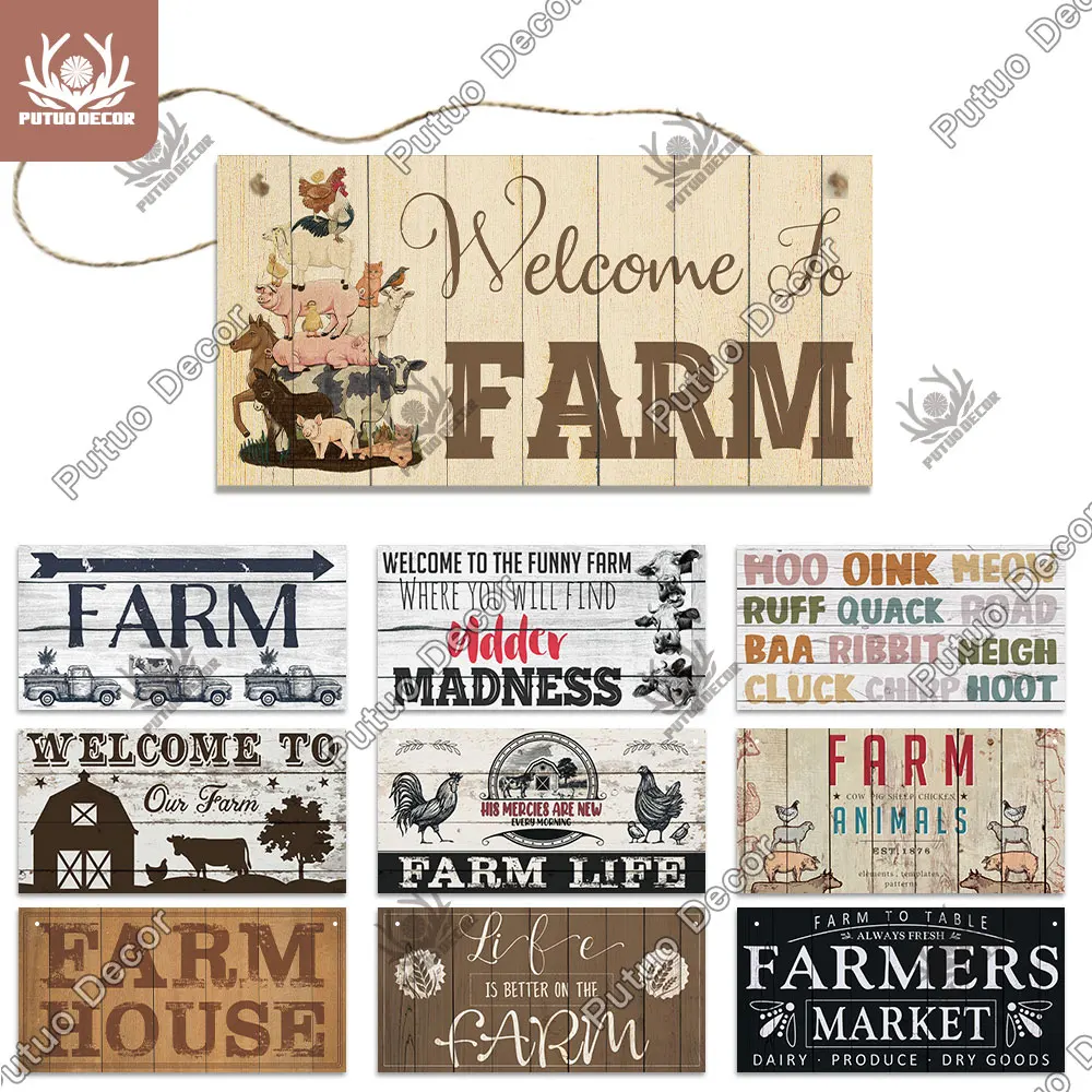 

Putuo Decor-Farm Wooden Hanging Plaque, Farmhouse Decorative Plaque for Farmhouse, Cowshed, House Wall, Door Hanging Decor