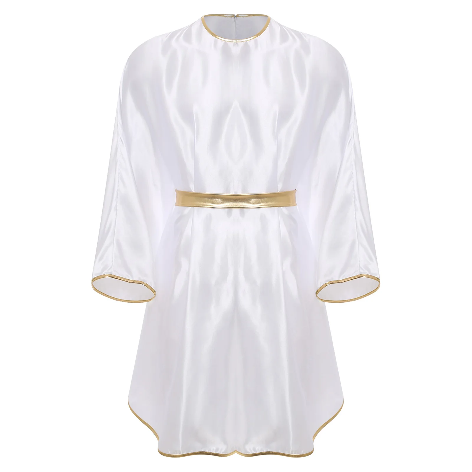 

Men Archangel Cosplay Robe Gold Trim Batwing Sleeves Waist Sculpting Design Back Zipper Heavenly Masquerade Ball Cosplay Costume
