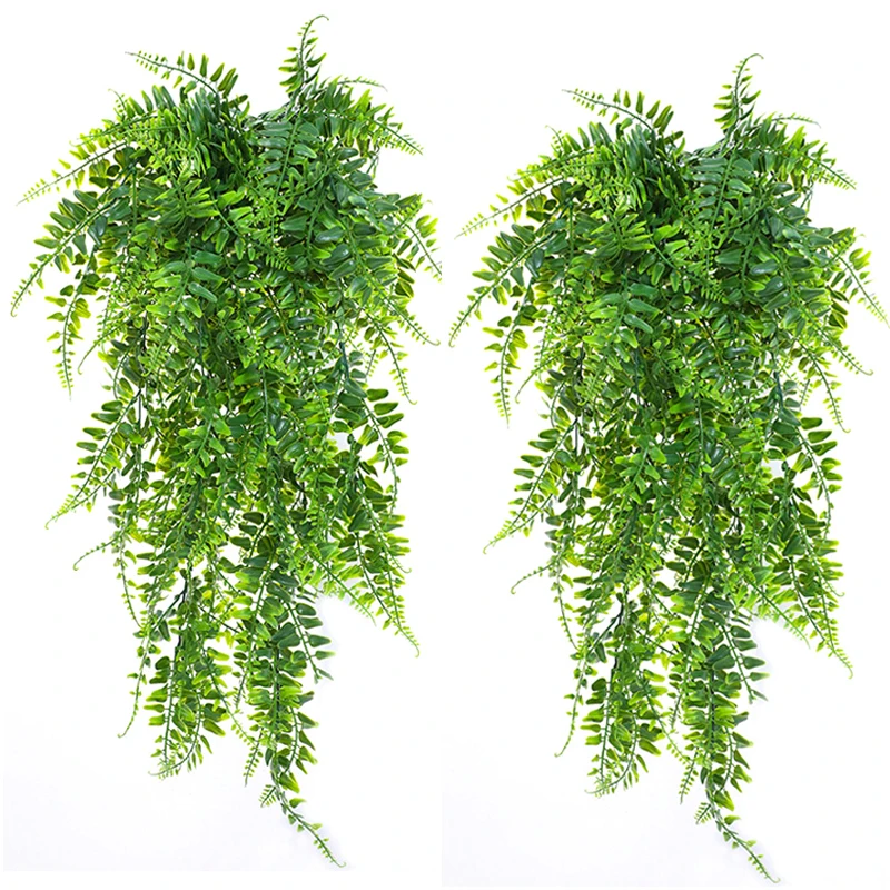 90CM Persian Fern Leaves Vine Artificial Plant Green Ivy Leaf Garland Wall Hanging Fake Plant Wedding Party Balcony Decoration