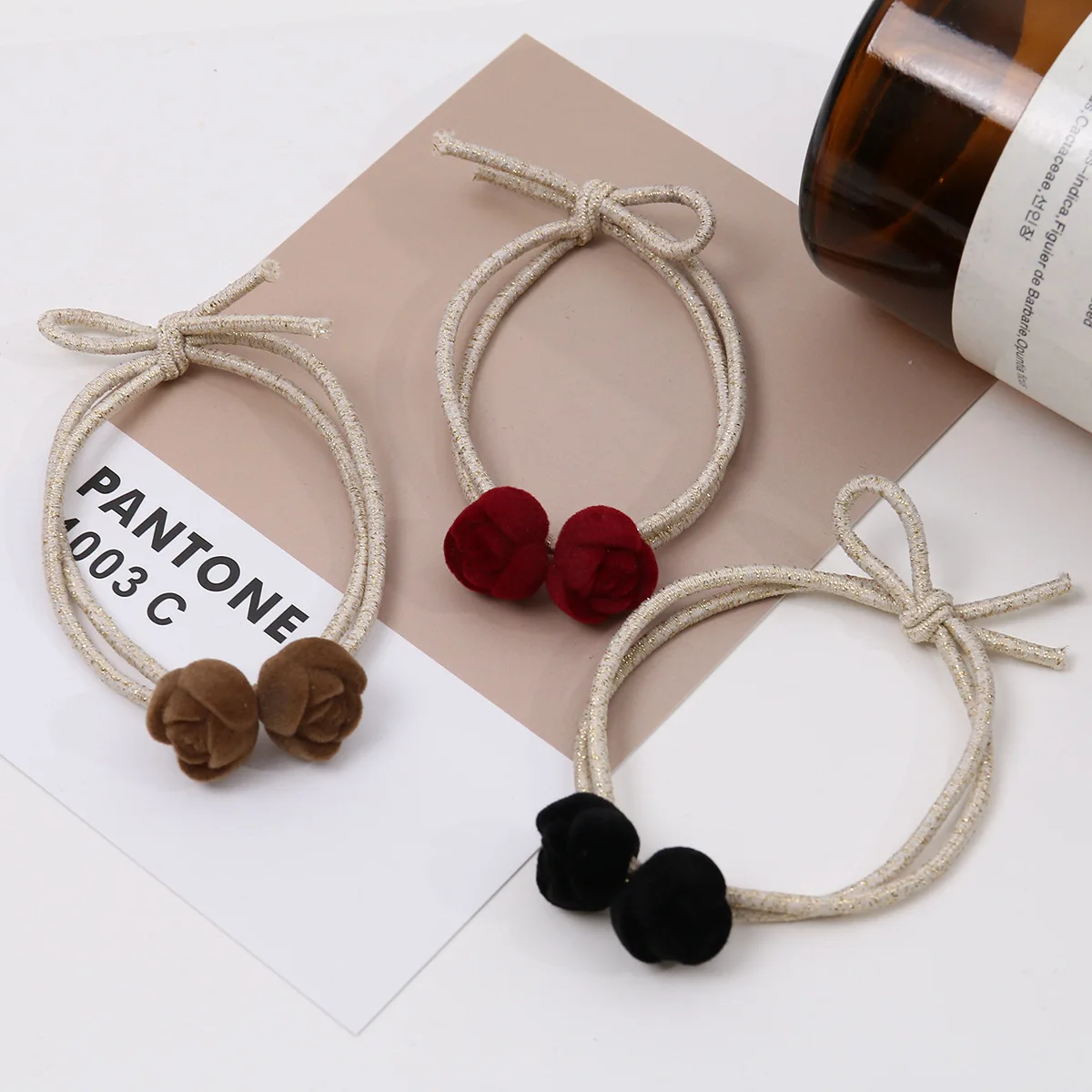 2pcs korean style chill roes hair ties for women cute hair accessories for girls female barrettes