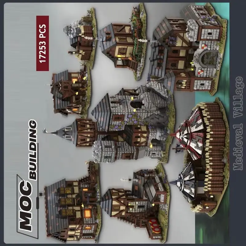 

Конструктор Ultimate Medieval Village MOC: Замок-убежище из кирпичиков, сборная модель DIY, коллекционная серия, игрушки-украшения для улицы, подарки