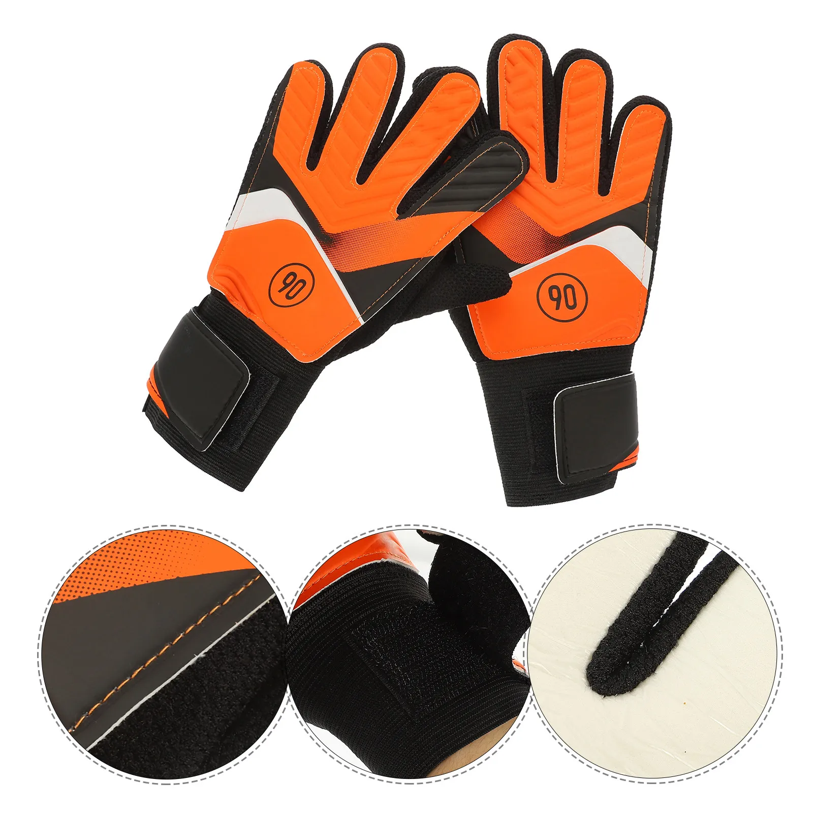 

1 Pair Pu Goalkeeper Gloves Anti-Slide Training Soccer Match Supply Breathable Latex Palm Mesh Back Wear-Resistant Grip Team