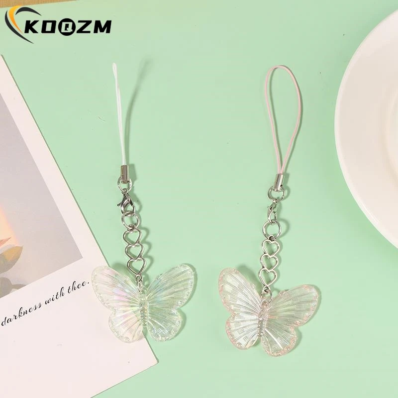 1 pcs Sweet Cool Colorful Butterfly Mobile Phone Lanyard Cell Phone Strap Keychain Butterfly Bags Pendant Decor