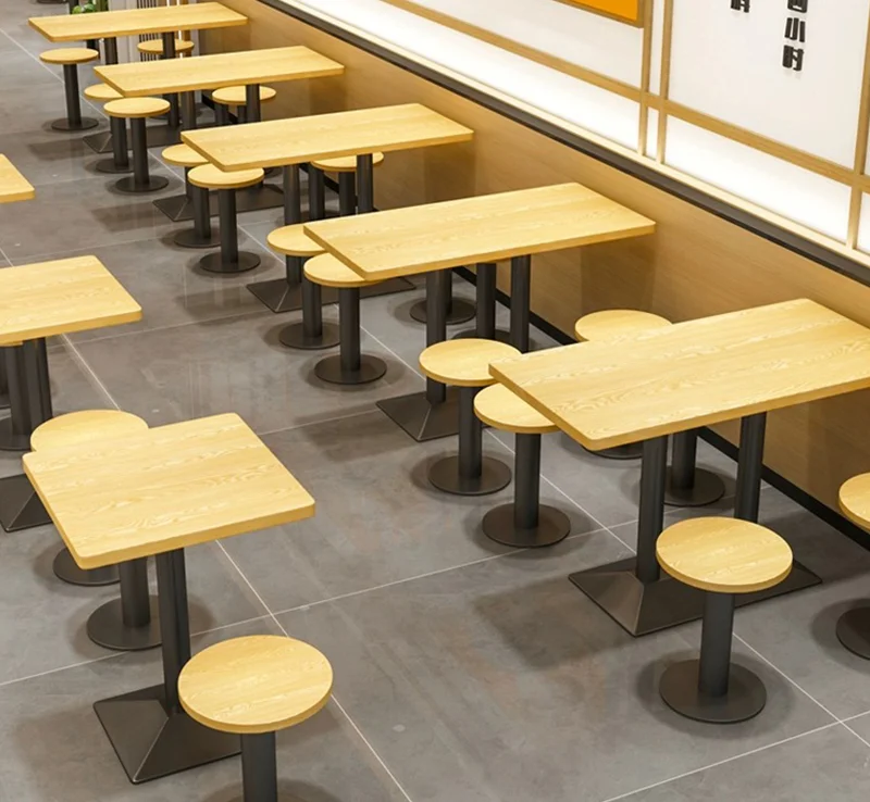New Design Restaurant Furniture Foshan Wholesale Cafe Shop Tables and Chairs Fast Food Nightclub Booth Couch Wood Dining Table