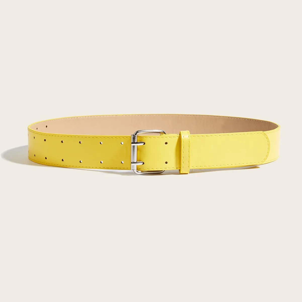 Yellow Popular Belt Retro Niche Women New Casual All match Simple Jeans With Ins Style Spot Pin Buckle Width Wide Luxury