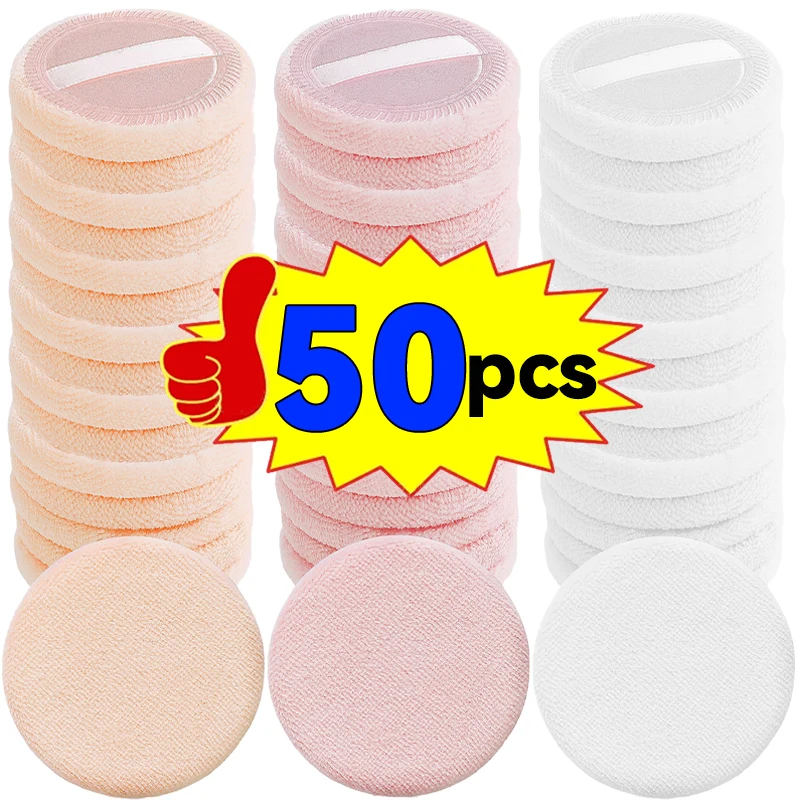 10-50pcs Round Soft Cosmetic Puff Set Makeup Sponges Foundation Loose Powder Women Cosmetic Washable Powder Puff Makeup Tools