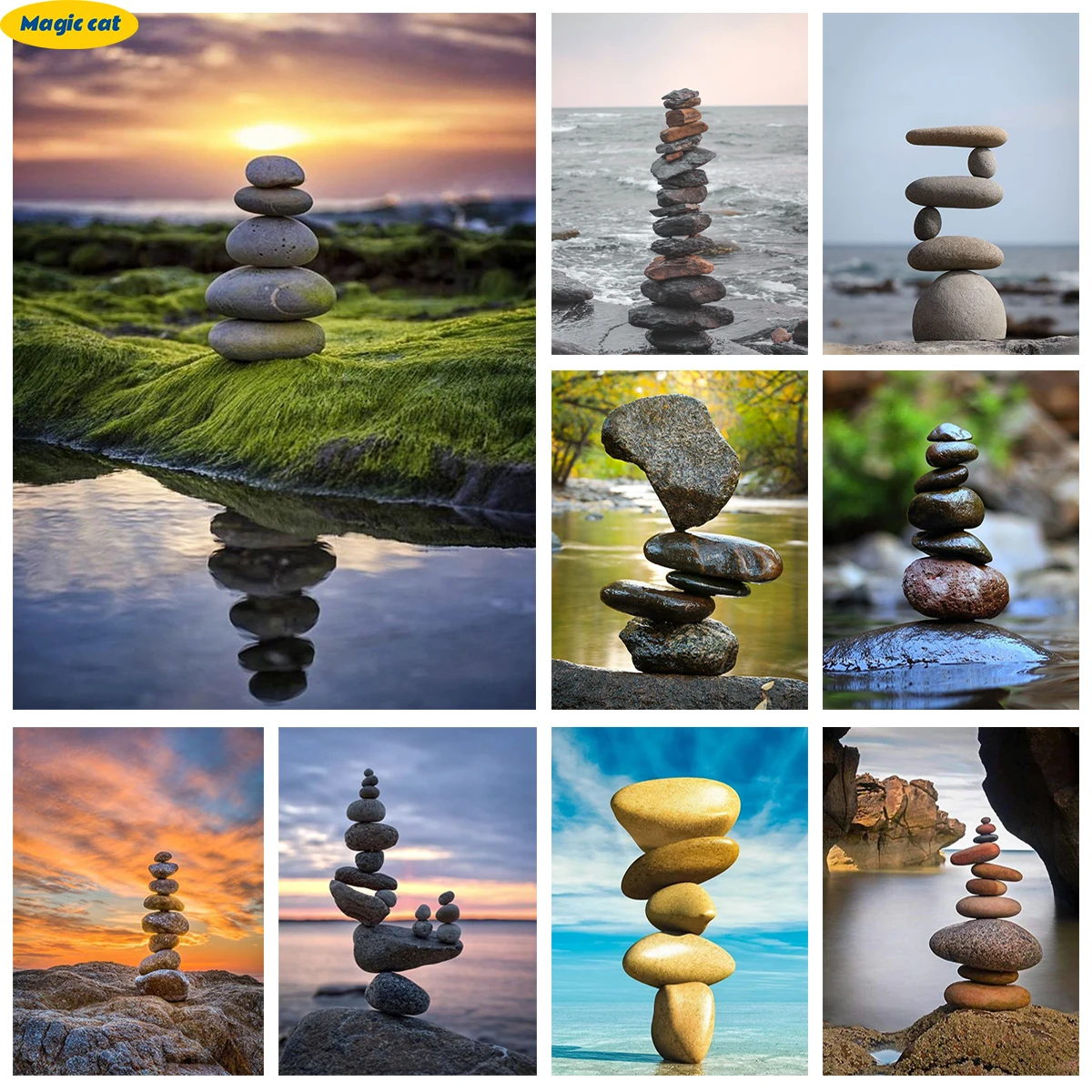 

Stone Balance Diamond Art Painting Stacking Stones Mural DIY Diamond Embroidery Cross Stitch Handicrafts Fun Gifts Home Decor