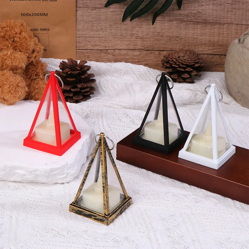 9cm Mini Led European Triangle Light Simulation Cande Light Dollhouse Miniature Night Lamp Home Model Decor Toy