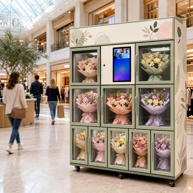 Smart Flower Bouquet Vending Machine with Touch Screen for Self-Service Retail at Metro Stations and Shopping Centers