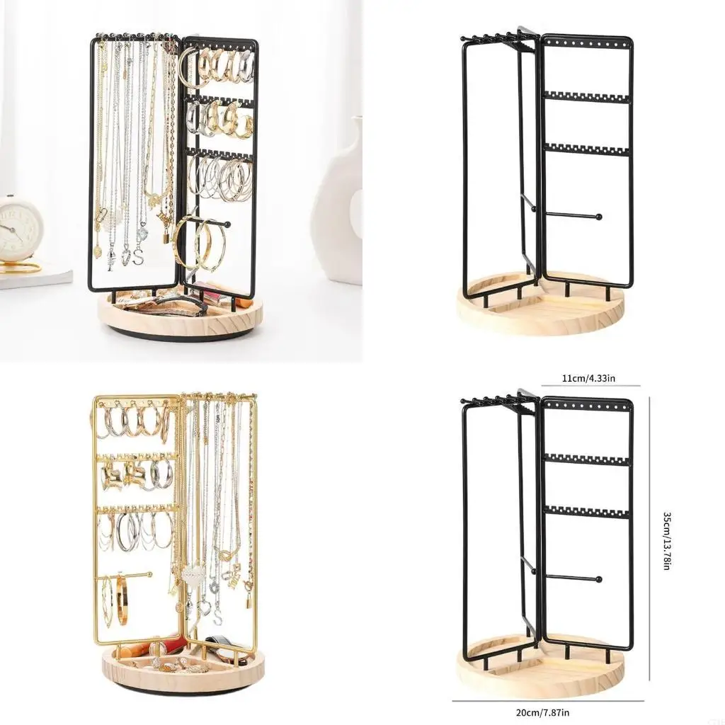 

Элегантная деревянная подставка для ювелирных изделий с палкой для демонстрации ожерелья и крючком для хранения сережек