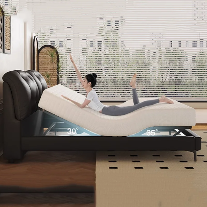 سرير غرفة نوم ذكي كوين حديث فاخر جمالي كينج بيوتي سرير متعدد الوظائف تصميم بنات تاتامي صن بيليش أثاث عصري #4