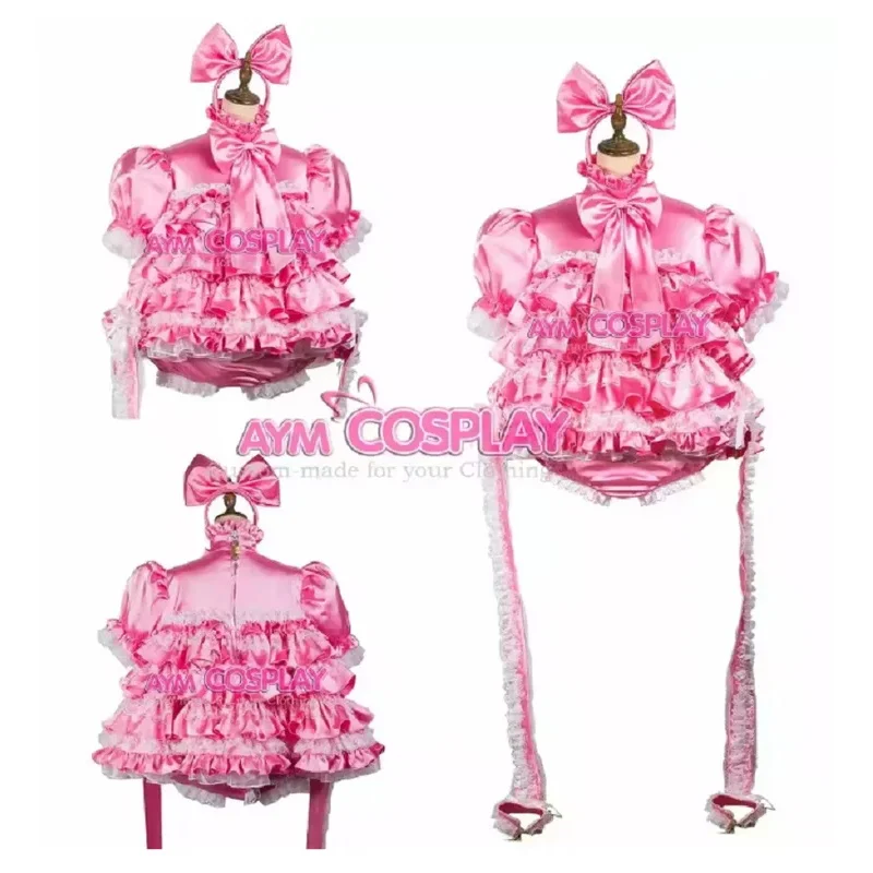 

Hot pink satin Sissy baby boy maid mini dress CD/TV Tailor-made