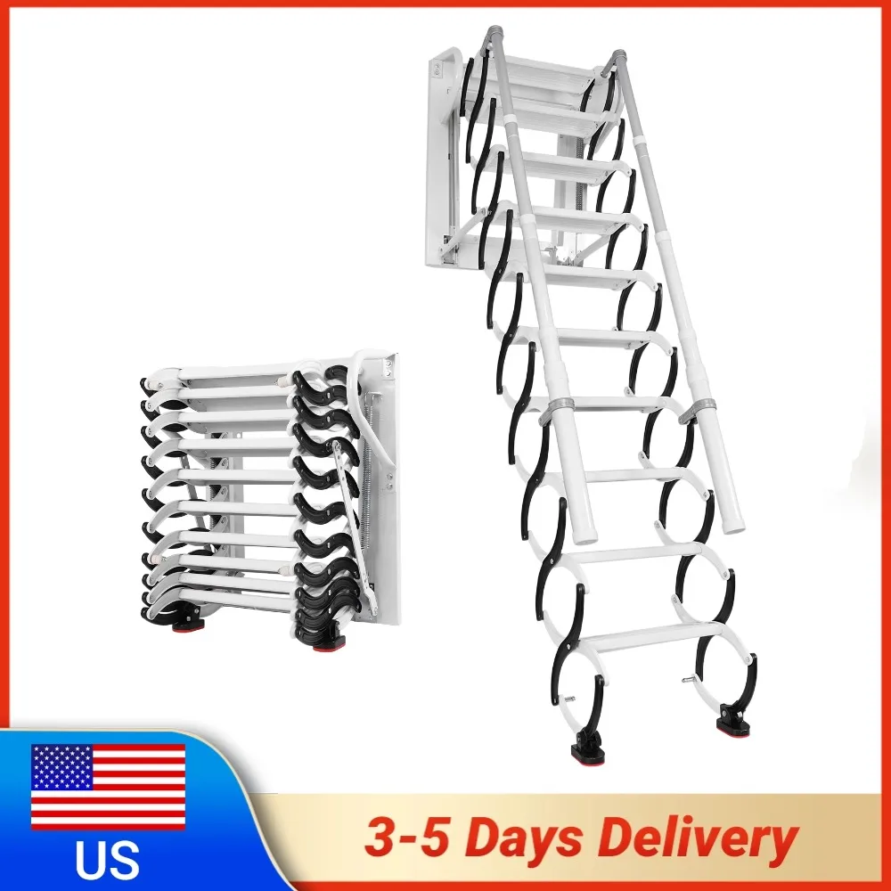 

Лестница для чердака с поручнями, телескопическая выдвижная лестница для чердака/мансарды для дома, использования внутри и снаружи помещений/на складе/в подвале