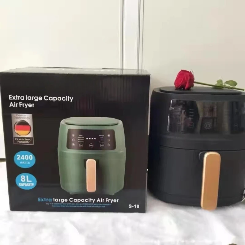 8L Intelligent Touch Screen Air Fryer Modern Household Multifunctional Electric Cooker Digital Control Plastic RV