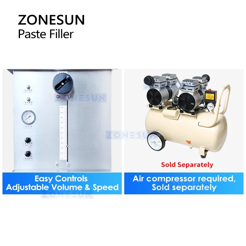 ZONESUN Piston Filler Thick Liquid Lotion Detergent Filling Machine with Mixing Heating Function Paste Filler Packing ZS-WCHJ1