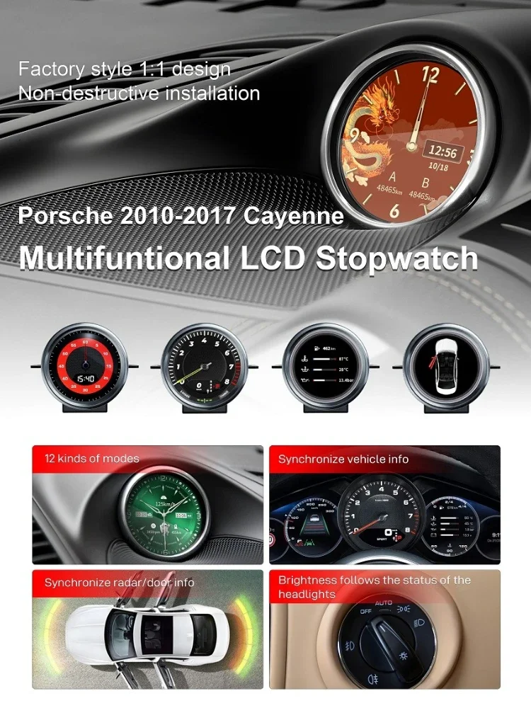 For Porsche's new Cayenne stopwatch cover panel dashboard compass upgrade interior