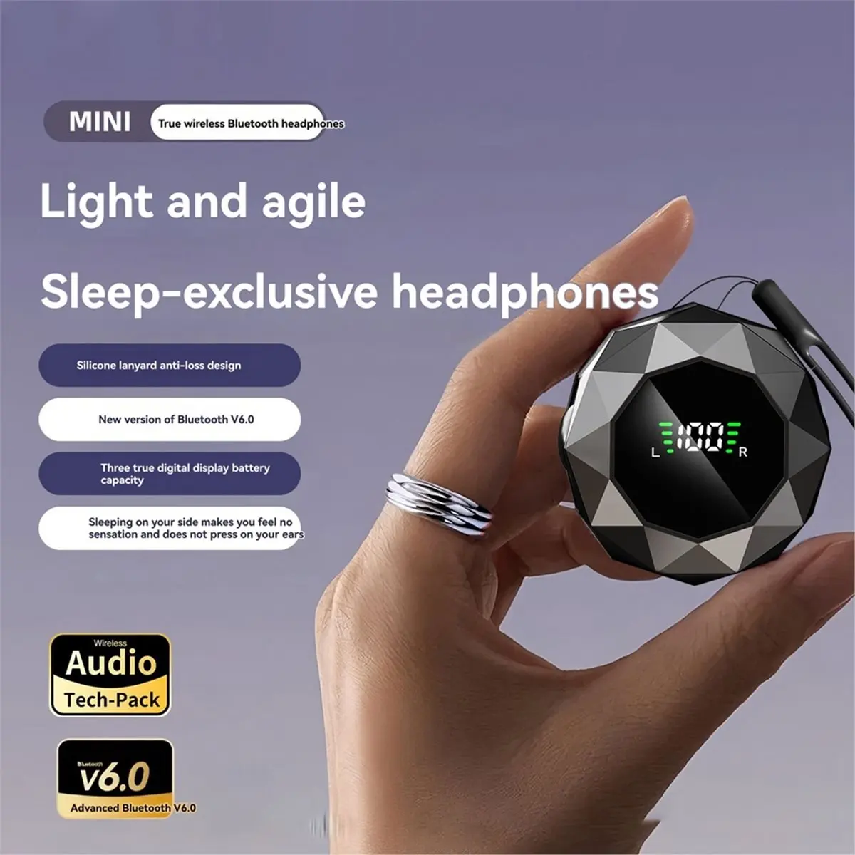 سماعات نوم صغيرة بلوتوث 6.0 سماعات لاسلكية HIFI ستيريو للحد من الضوضاء سماعات أذن أ