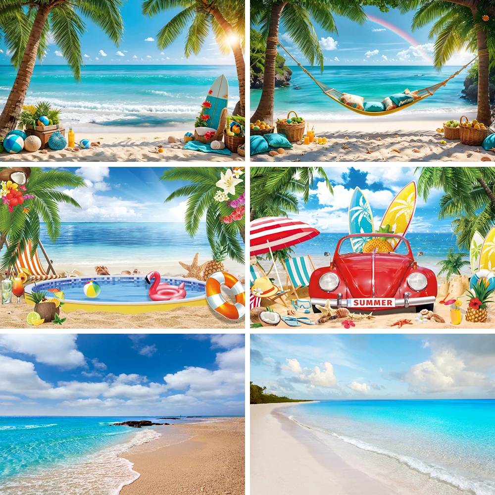 

Summer Beach Party Photography Background Tropical Palm Trees Summer Vacation Sunny Aloha Birthday Backdrop Photography Studio