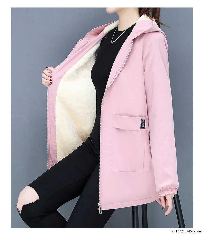 

Windbreaker Jacket Spring Autumn Coat Women Jacket Zipper Hooded Outwear Women's Mid-length New Loose Famale Style