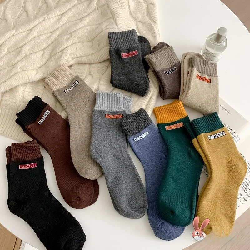 

Утепленные шерстяные зимние носки для женщин, 50 пар, для дома и отдыха, уютные, на флисовой подкладке, корейские, средней длины, для спорта, йоги и фитнеса