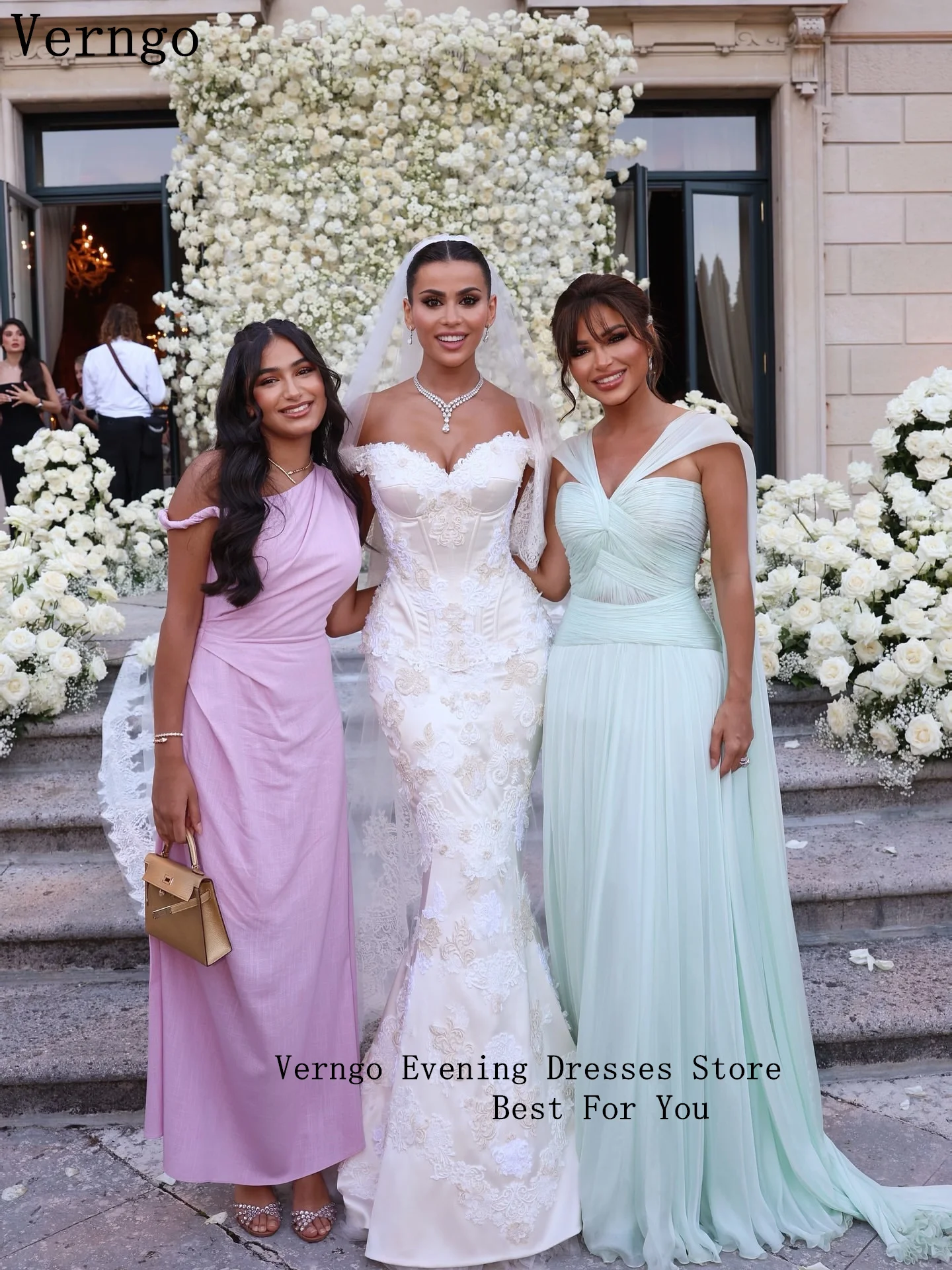 Verngo Grünes Abendkleid, elegantes, trägerloses A-Linien-Abschlussballkleid, fließendes, handgefaltetes Seiden-Abschlussball-Partykleid, individuell gestaltet