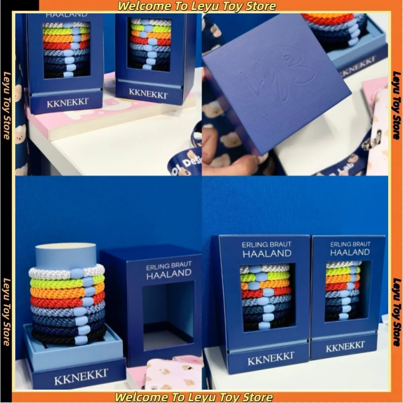 En stock – Édition limitée Kknekki – Coffret cadeau de 8 élastiques à cheveux signature Erling Haaland – Cordons de cheveux tendance comme cadeaux