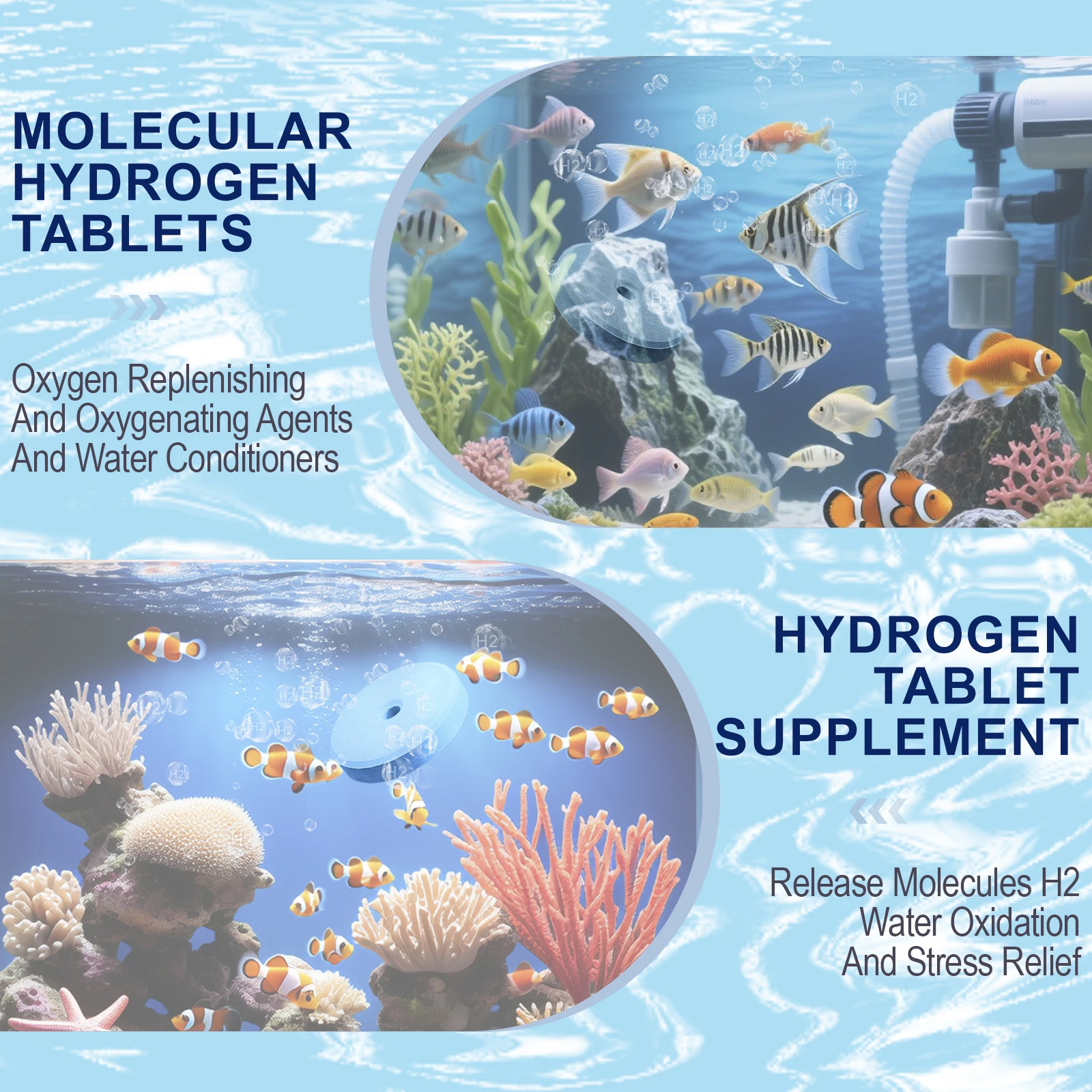 AquaH2 Integratore di compresse di idrogeno molecolare per pesci ornamentali Booster di ossigeno e balsamo d'acqua Nano Filtro per acquario Pesce